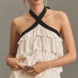 By Anthropologie Halter Pointelle Ruffle
Sweater Tank